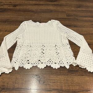Women’s cream eyelet top